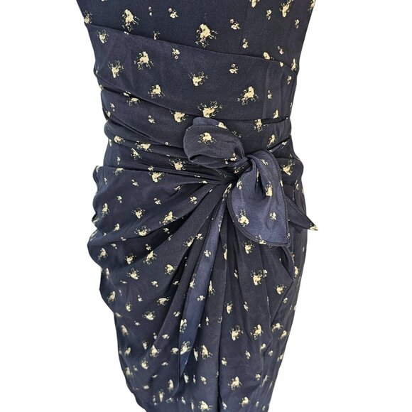 Club Monaco Harper Navy Blue with White Ditsy Flower Sleeveless Dress Sz 6 - Picture 3 of 9